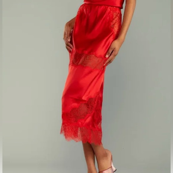 Cynthia Rowley Dresses & Skirts - Cynthia Rowley Lya Red Lace Midi Skirt